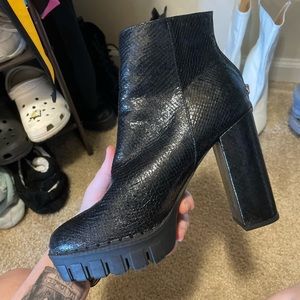 Black heeled booties